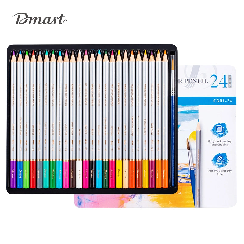 WATERCOLOR PENCIL 24COLORS METAL CASE ( BRAND DMAST )
