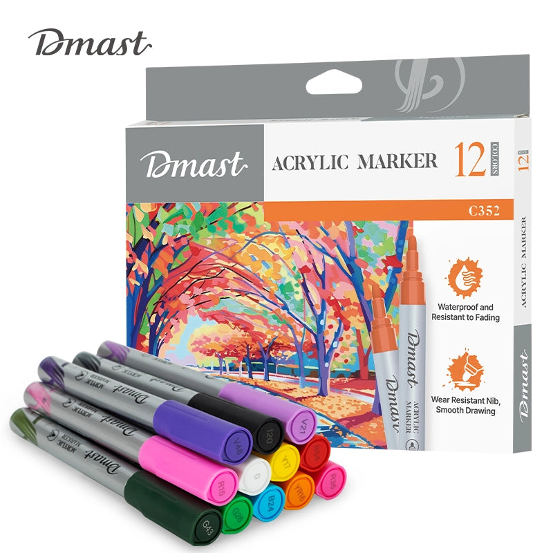 ACRYLIC MARKER ( BRAND DMAST ) 12 COLORS