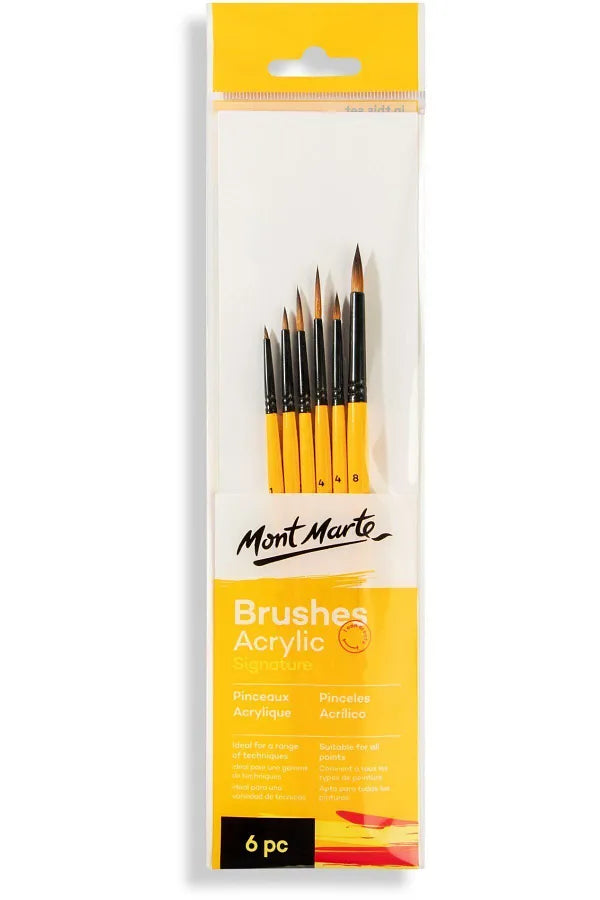 ACRYLIC BRUSHES SIGNATURE ( BRAND MONT MARTE ) 6 PCS