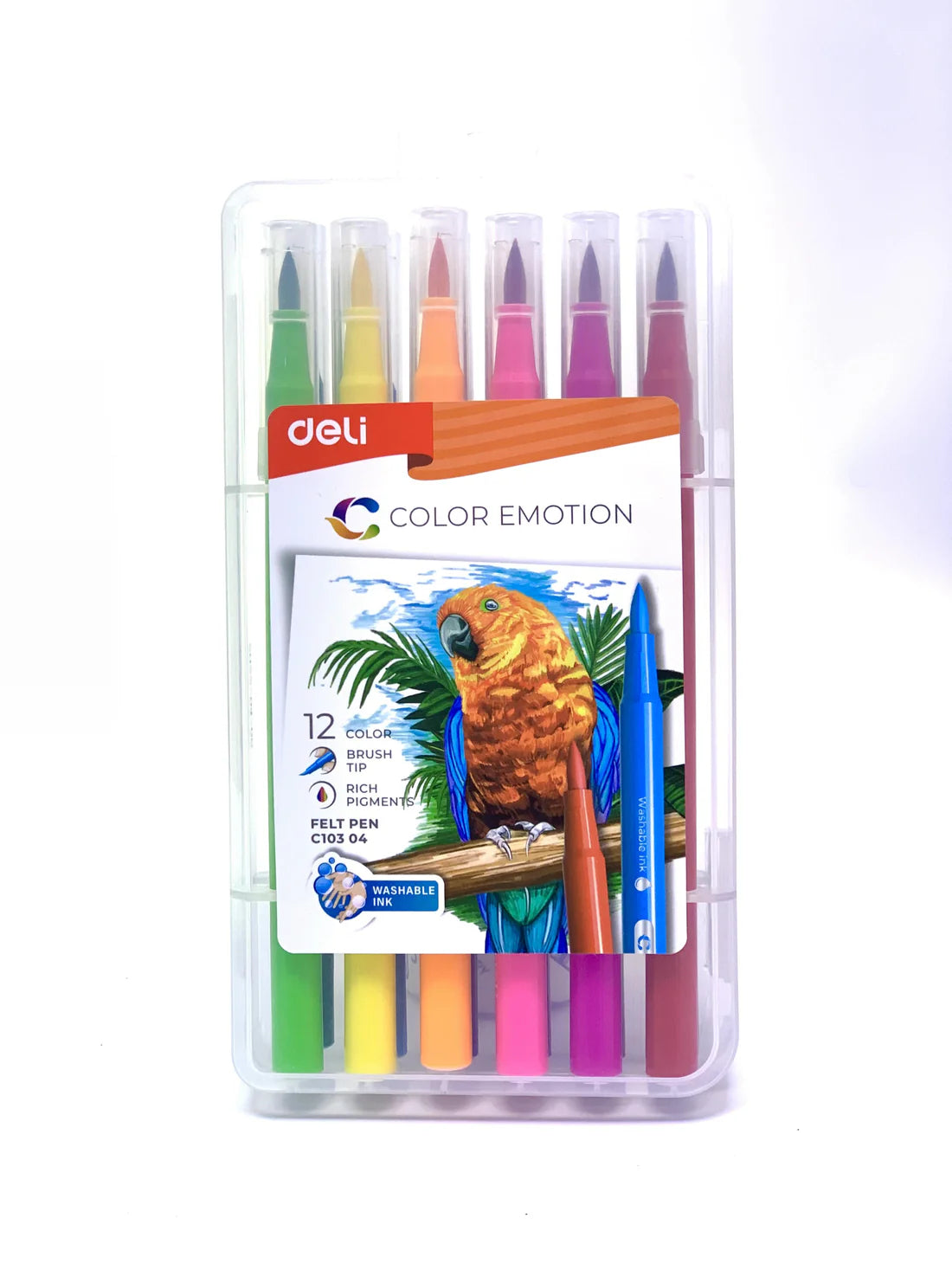 COLOR EMOTION 12 COLOR FELT BRUSH PEN ( BRAND DELI )