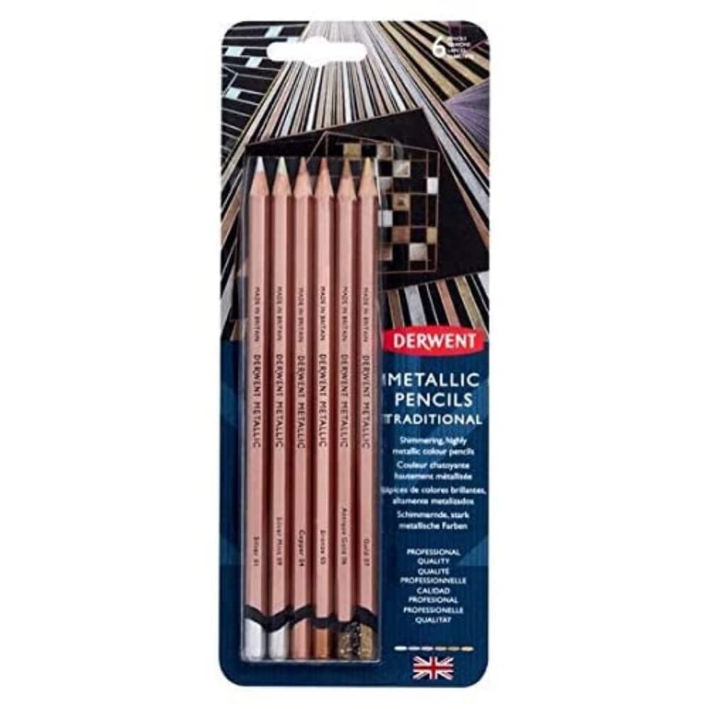 METALLIC PENCIL TRADITIONAL 6SHADES ( BRAND DERWENT )