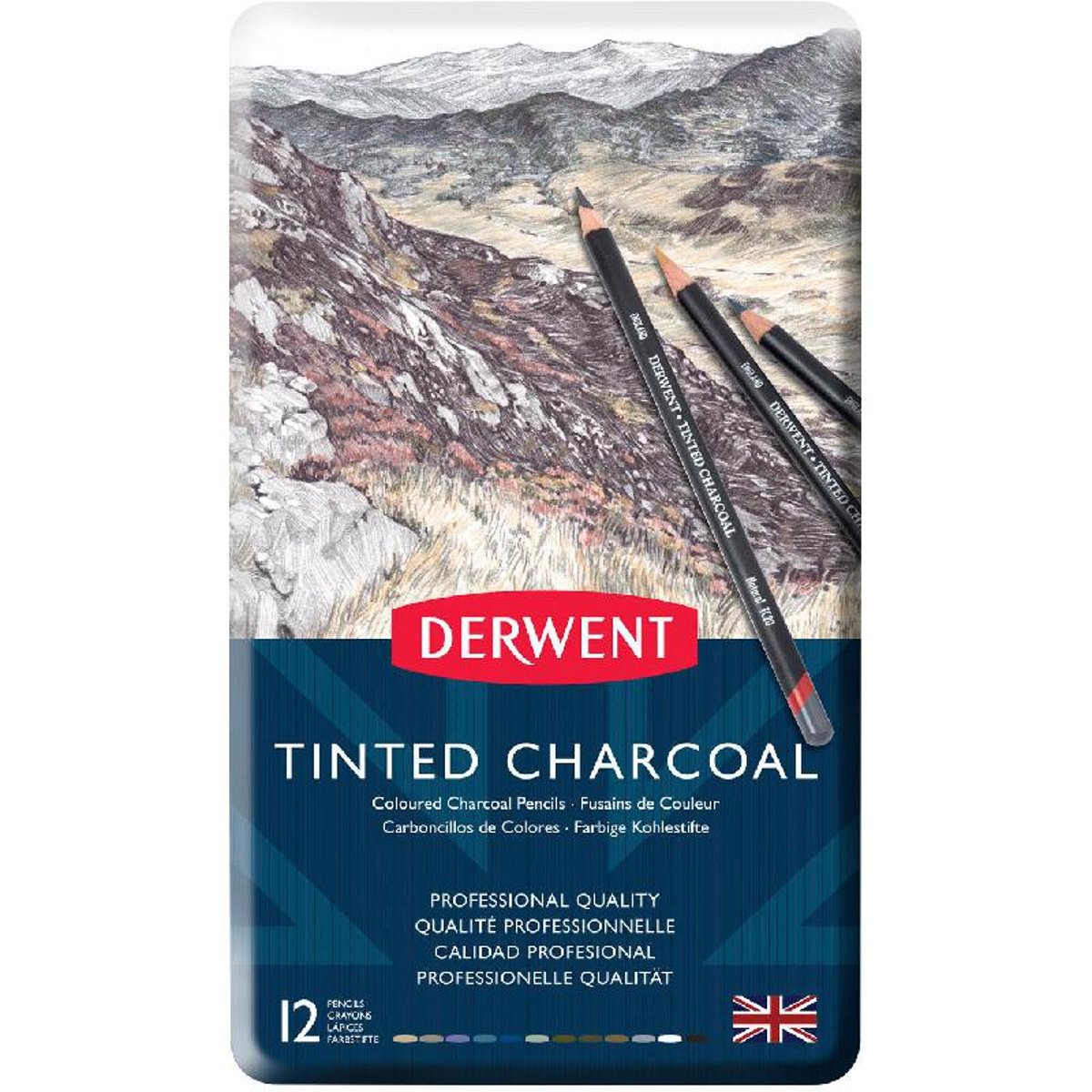 TINTED CHARCOAL PENCIL ( BRAND DERWENT ) 12 COLORS