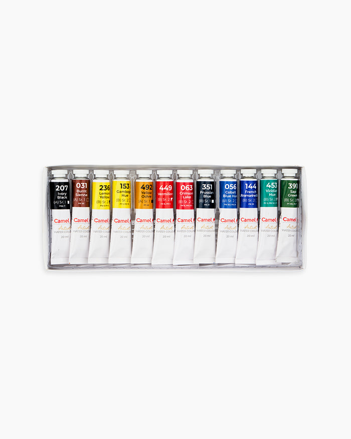 ARTIST WATER COLOR TUBES ( BRAND CAMEL ) 12SHADES 20ML