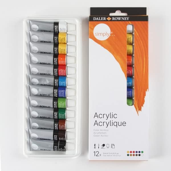 SIMPLY ACRYLIC COLOR ( BRAND DALER ROWNEY ) 12 TUBE SET