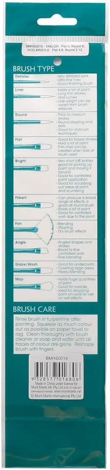 OIL PAINT BRUSH SET( BRAND MONT MARTE ) GALLERY SERIES SET 6 PIECES