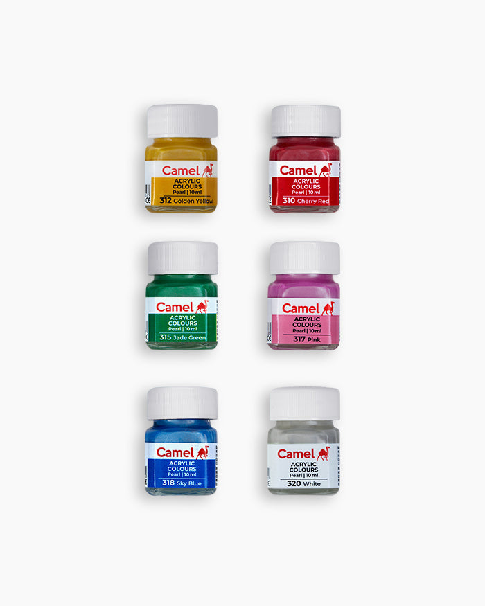 ACRYLIC FABRIC PEARL PAINT ( BRAND CAMEL ) 10ML 6 SHADES
