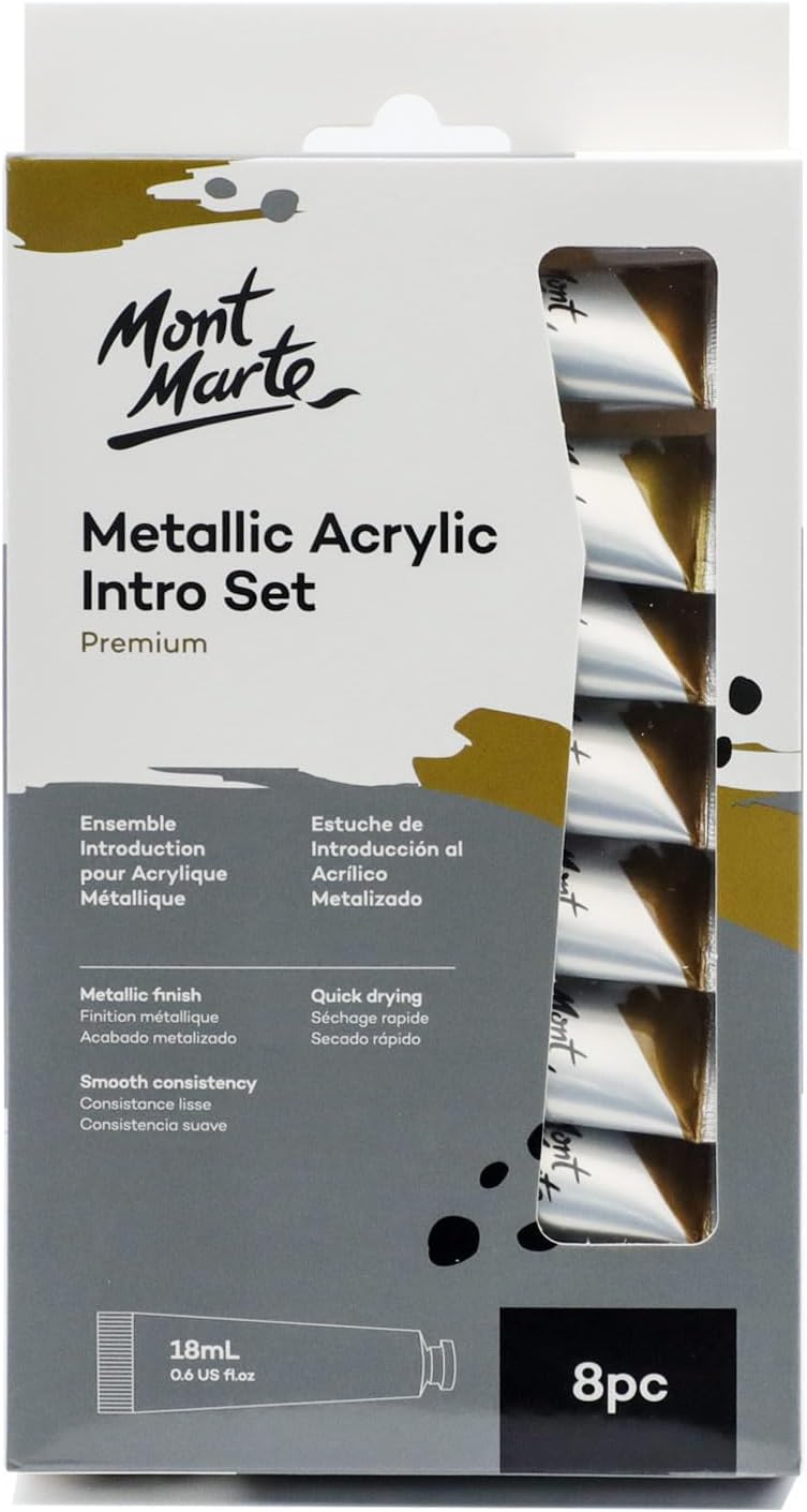 ACRYLIC PREMIUM INTRO SET METALLIC COLOR ( BRAND MONT MARTE ) 8 PCS 18ML