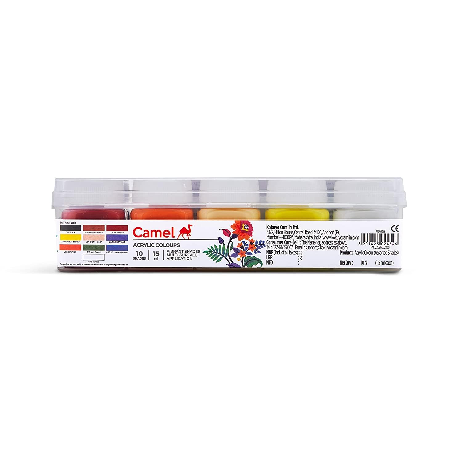 ACRYLIC FABRIC COLOR ( BRAND CAMEL ) 15ML 10 SHADES