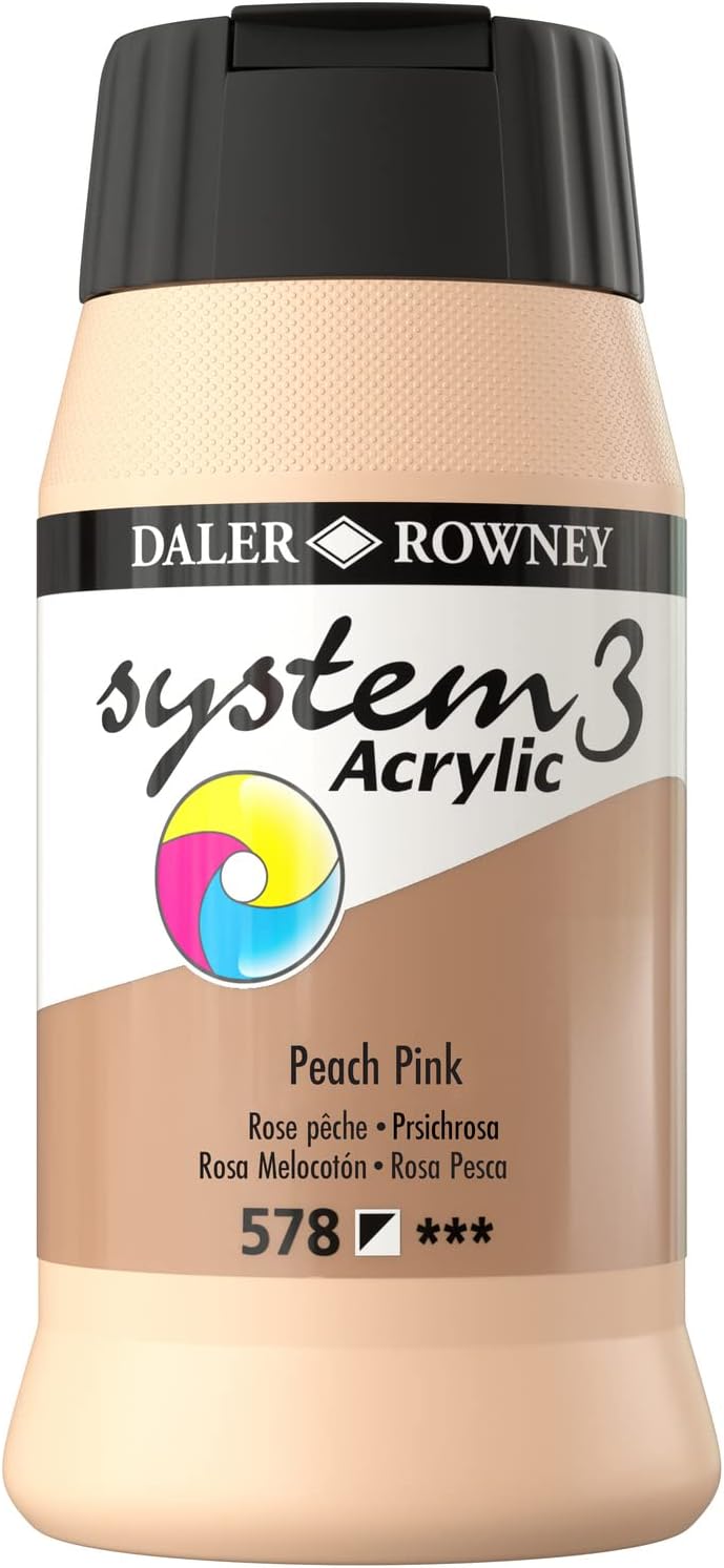 Daler Rowney System3 Peach Pink 500ml Acrylic Paint Tube