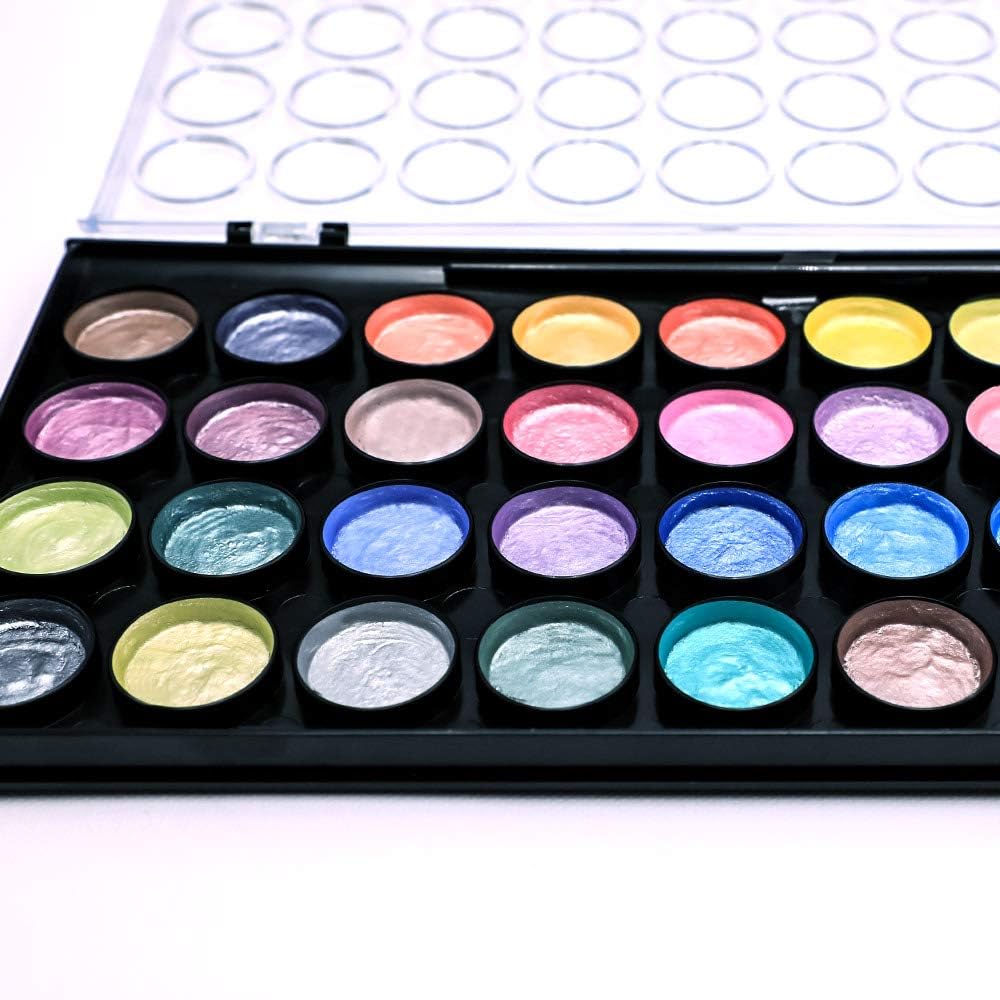 WATERCOLOR SET METALLIC PREMIUM ( BRAND MONT MARTE ) 36 VIBRANT COLOR WITH 1 PAINT BRUSH