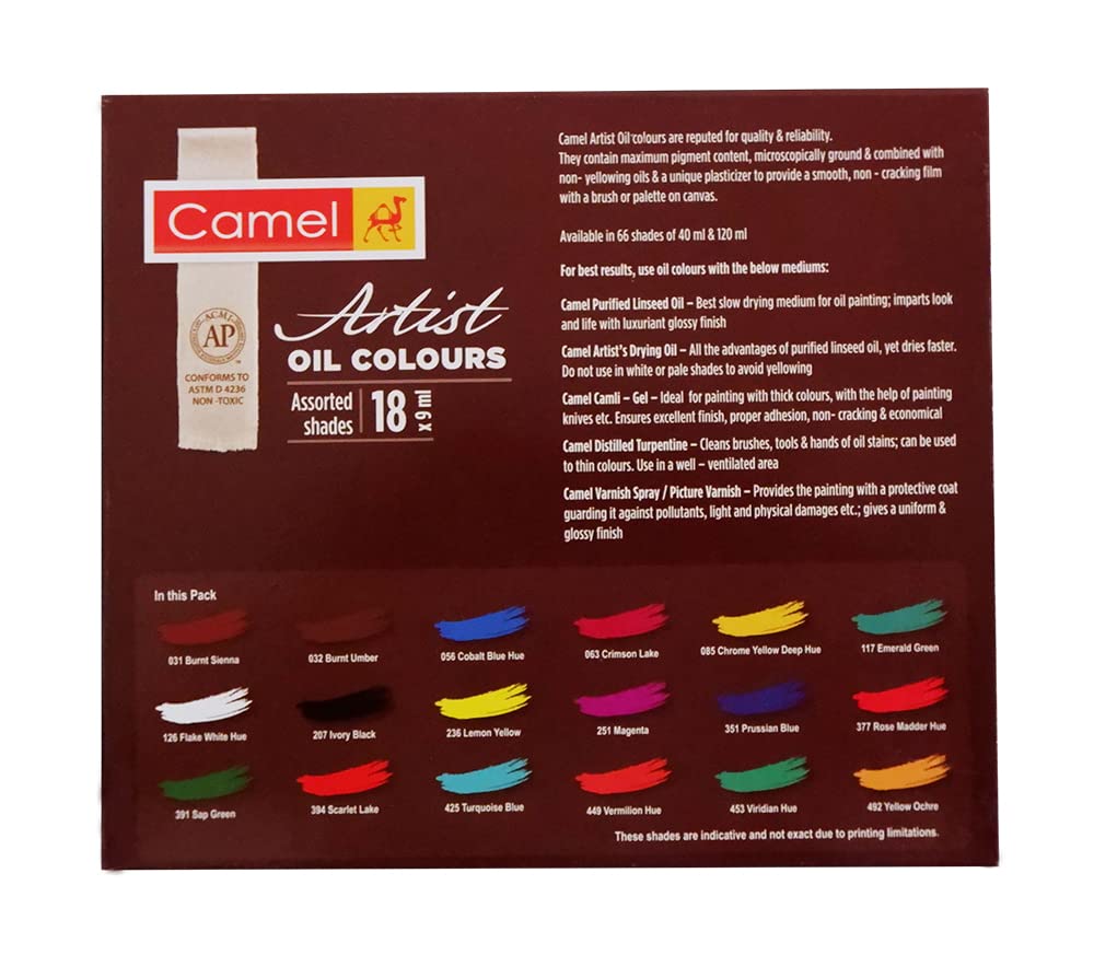 ARTIST OIL COLORS ( BRAND CAMEL ) 18SHADES 9ML