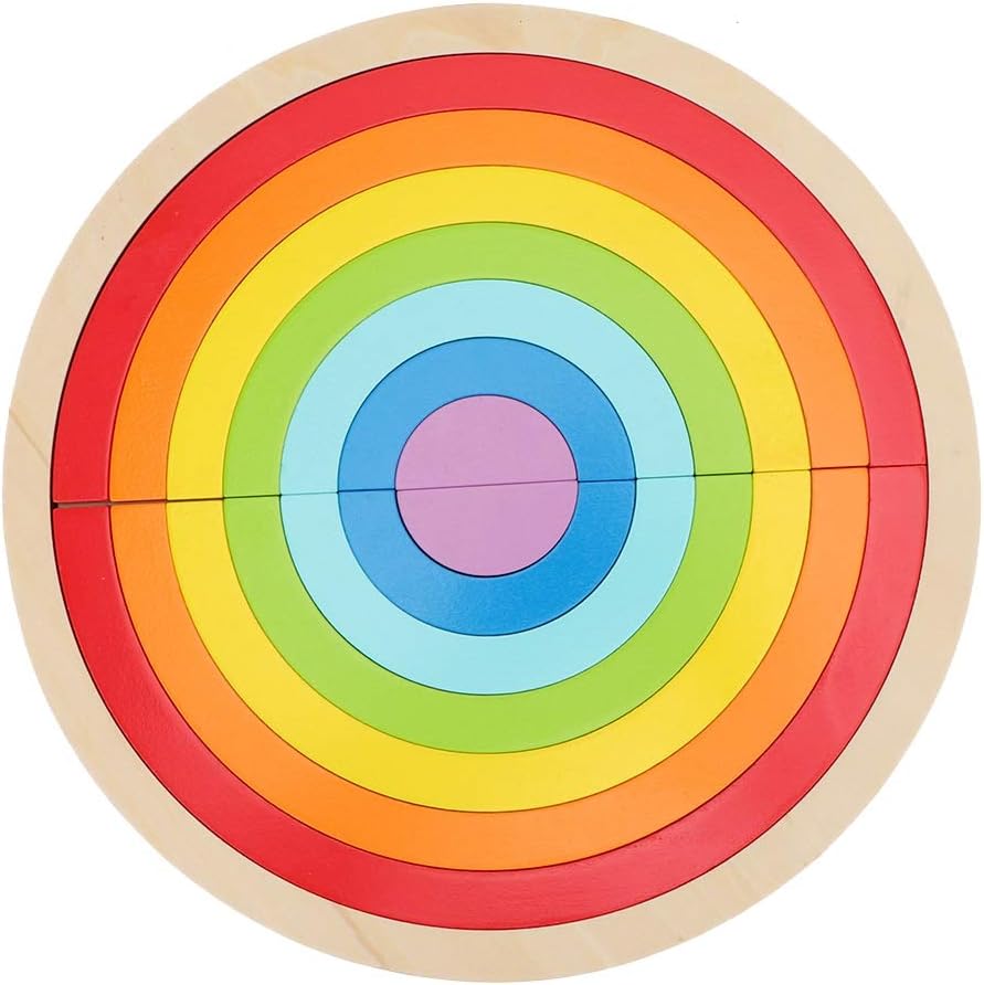 EDUCATIONAL TOY WOODEN RAINBOW BUILDING BLOCKS