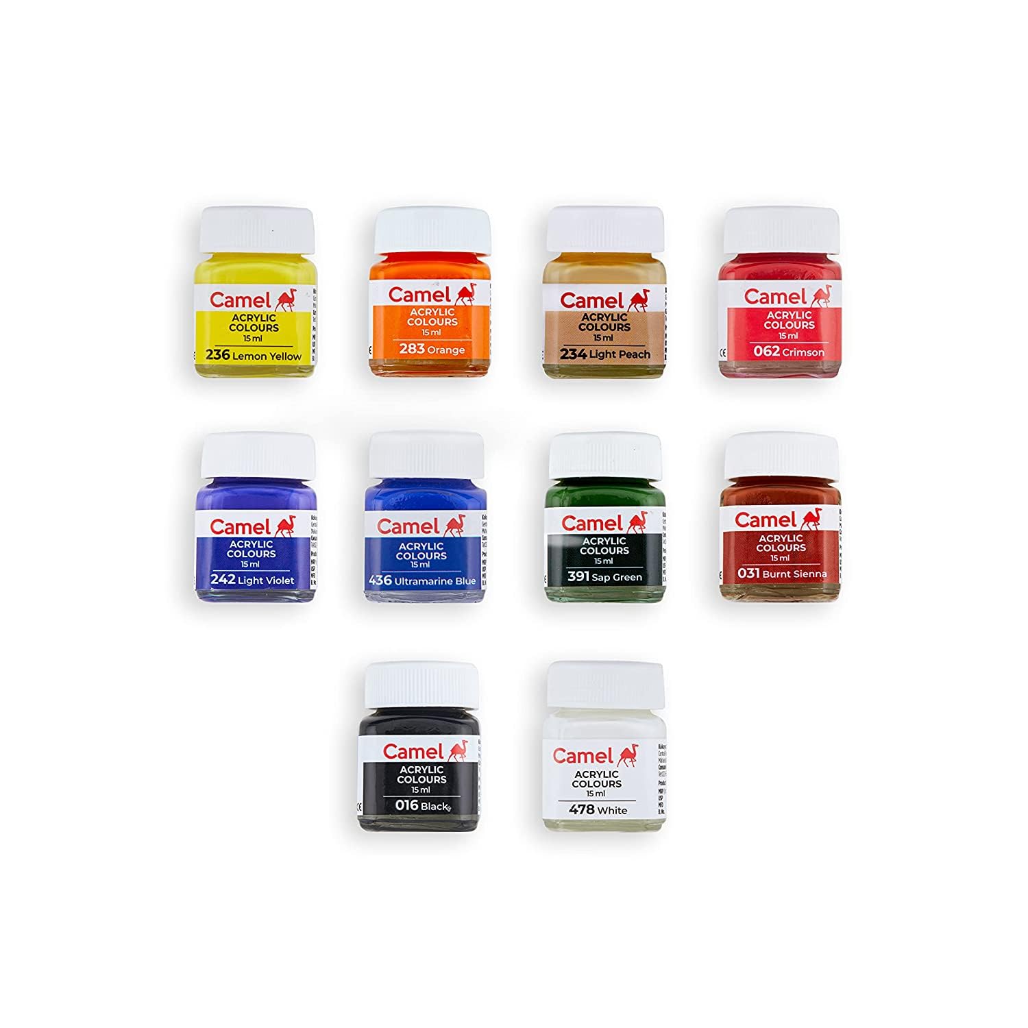 ACRYLIC FABRIC COLOR ( BRAND CAMEL ) 15ML 10 SHADES