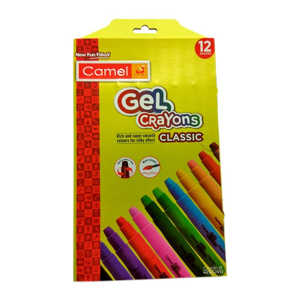 GEL CRAYONS ( BRAND CAMEL ) WASHABLE GEL PEN 12 COLORS