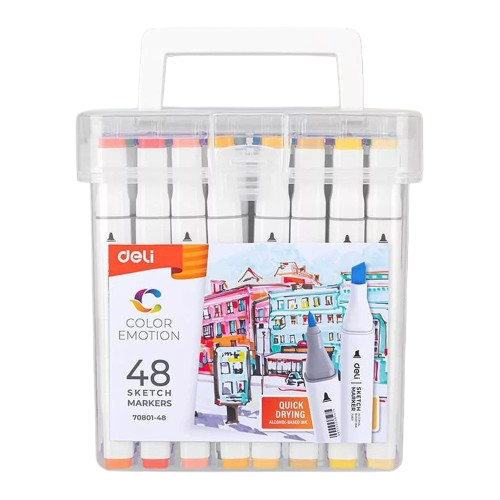 SKETCH MARKER PEN ( BRAND DELI ) 48 COLORS