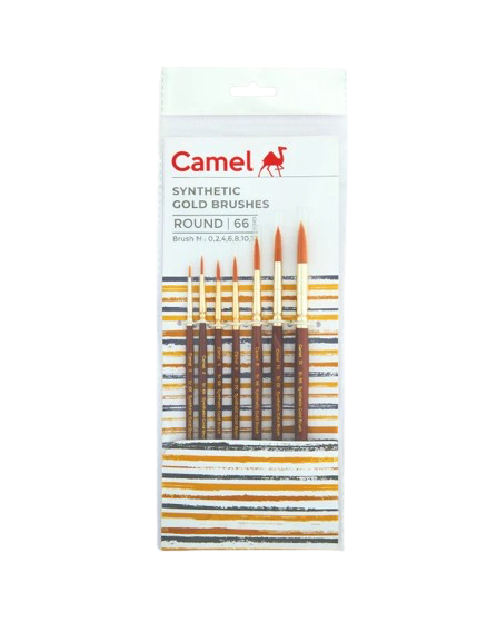 PAINT BRUSH SERIES 66 ROUND SYNTHETIC GOLD ( BRAND CAMEL ) SET OF 7