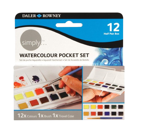 SIMPLY WATERCOLOR POCKET SET ( BRAND DALER ROWNEY ) 12 SHADES