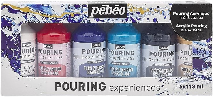 POURING ACRYLIC PAINT SET ( BRAND PEBEO ) 6 BOTTLES 118ML
