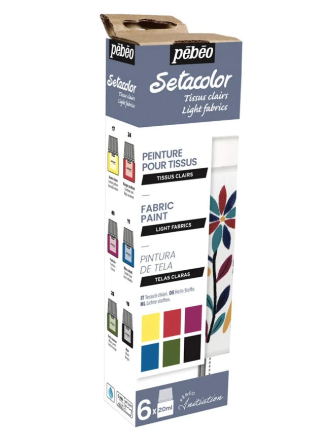 SETACOLOR FABRIC PAINT SET ( BRAND PEBEO ) LIGHT FABRIC 6 PCS 20ML
