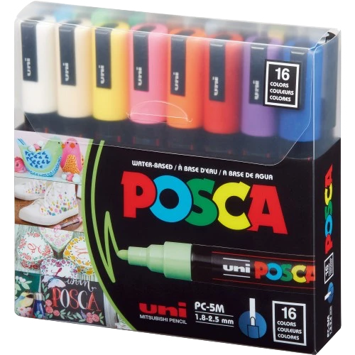 POSCA WATER BASED MARKER ( BRAND UNI ) 16 COLORS 0.9 1.3MM