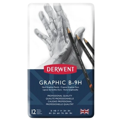 SKETCH PENCIL ( BRAND DERWENT ) GRAPHIC B- 9H 12 PIECES