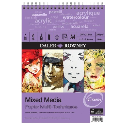 ACRYLIC AND WATERCOLOR PAD ( BRAND DALER ROWNEY ) MIXED MEDIA A4 SIZE