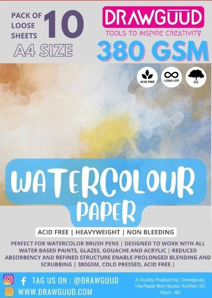 WATERCOLOR PAD ( BRAND DRAWGUUD ) A4 SIZE 10SHEETS 380GSM