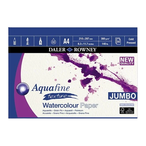 WATERCOLOR PAD ( BRAND DALER ROWNEY ) AQUAFINE TEXTURE JUMBO PAPER A3 SIZE 300GSM