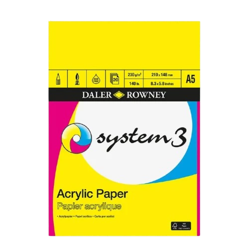 ACRYLIC PAPER ( BRAND DALER ROWNEY ) SYSTEM ACRYLIC PAD A5SIZE 230GSM 20SHEETS