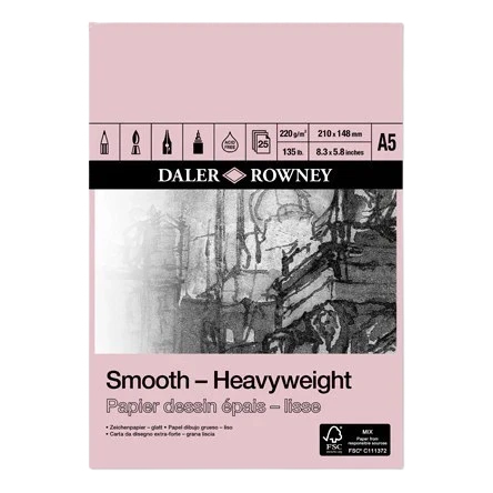 SKETCHBOOK ( BRAND DALER ROWNEY ) SMOOTH HEAVYWEIGHT A5 SIZE 220GSM