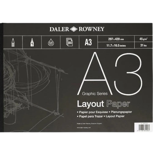 SKETCHBOOK ( BRAND DALER ROWNEY ) LAYOUT PAPER A3 SIZE 45GSM