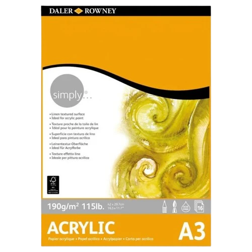 ACRYLIC PAD ( BRAND DALER ROWNEY ) SIMPLY A3 190GSM