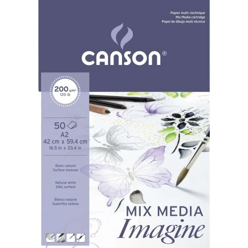 SKETCH PAD ( BRAND CANSON ) MIX MEDIA IMAGINE A2 SIZE 200GSM 50SHEETS