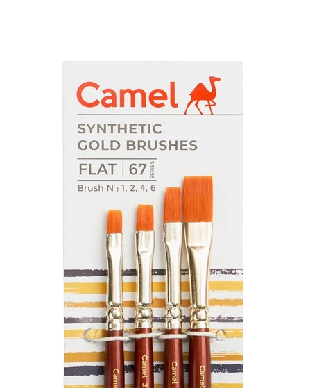 PAINT BRUSH SERIES 67 FLAT SYNTHETIC GOLD ( BRAND CAMEL ) SET OF 4