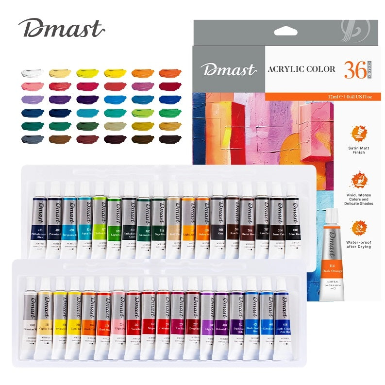 ACRYLIC COLOR 36shades 12ml ( BRAND DMAST )