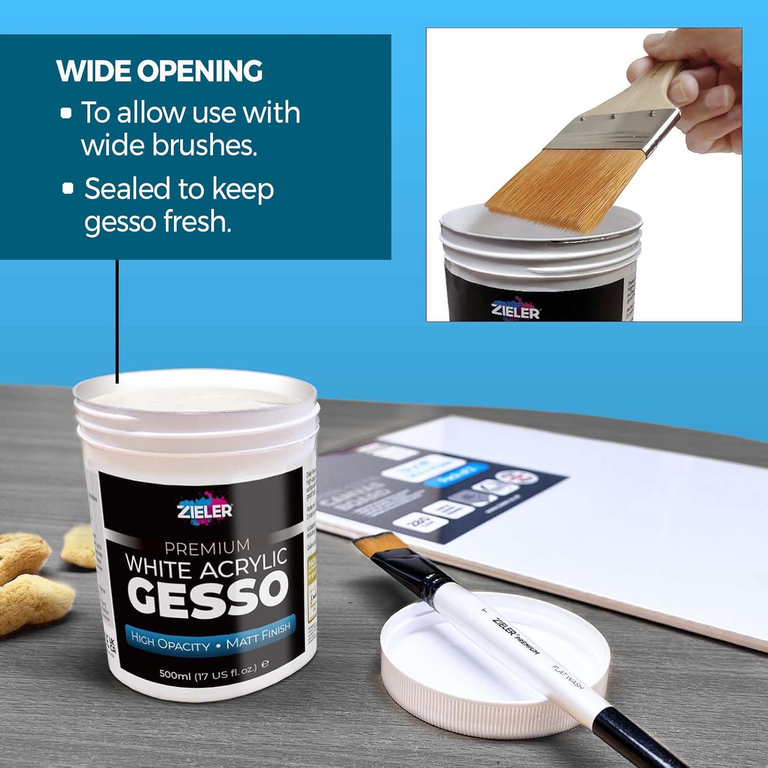 PREMIUM WHITE ACRYLIC GESSO 500ml ( BRAND ZIELER )