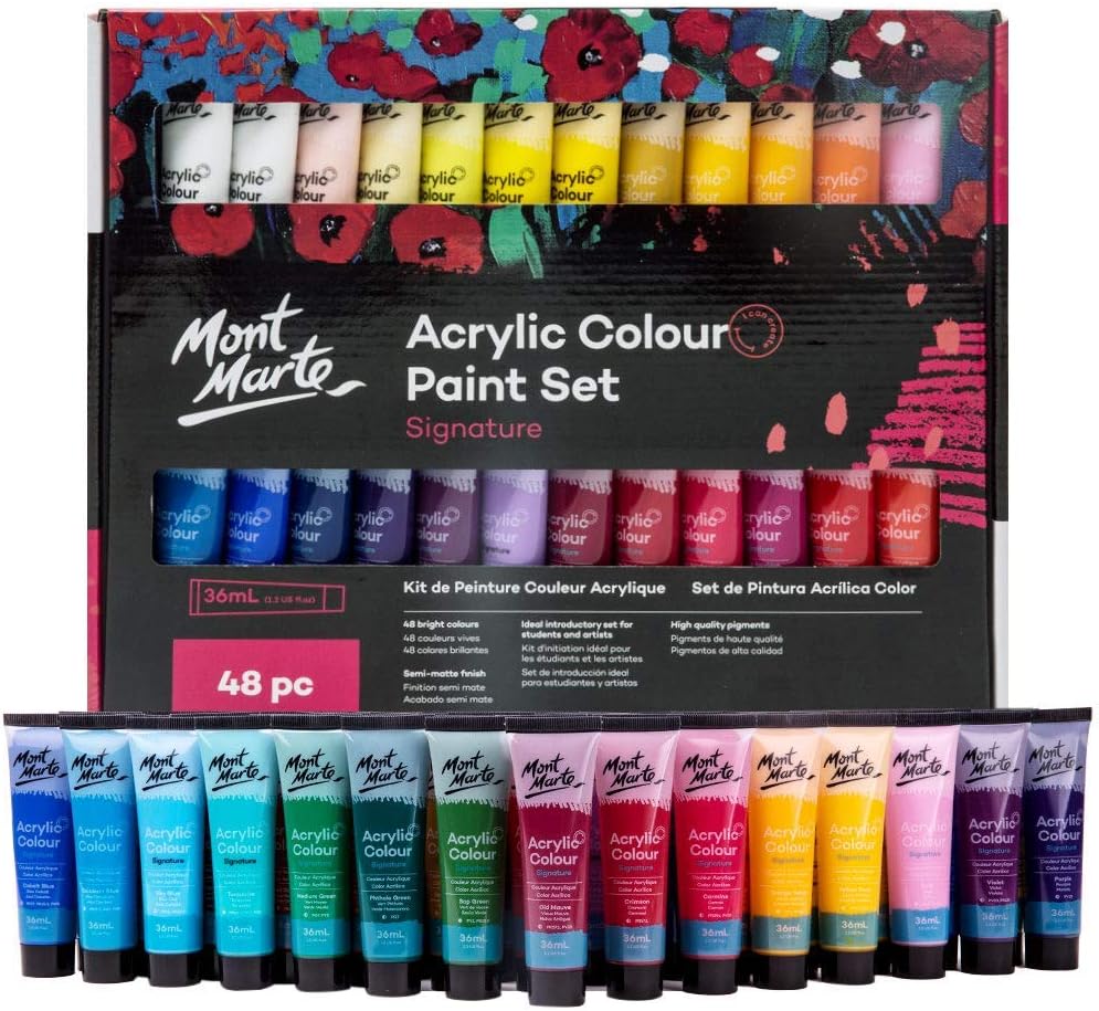 ACRYLIC COLOR PAINT SET 48pcs 36ml ( BRAND MONT MARTE )