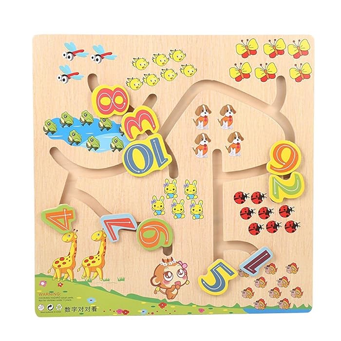MAGIKON Number Maze Early Development Activity Playing Wooden Puzzle Board