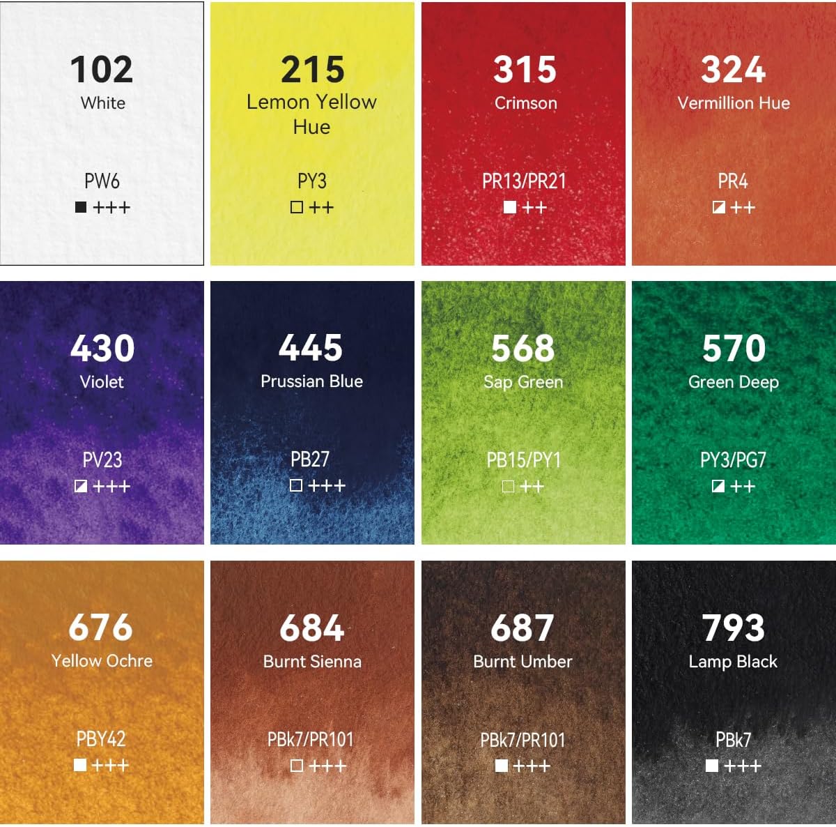 WATERCOLOR STUDIO ( BRAND PHOENIX ) 12 COLORS IN 12ML