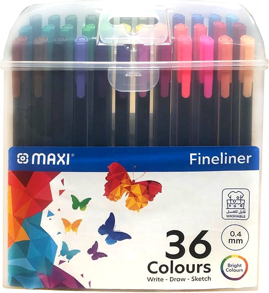 FINELINER COLORS TRIANGLE SHAPE ( BRAND MAXI ) 36 COLORS 0.4MM