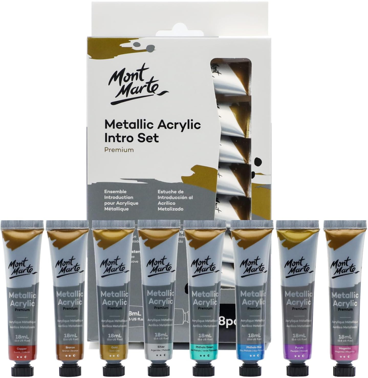 ACRYLIC PREMIUM INTRO SET METALLIC COLOR ( BRAND MONT MARTE ) 8 PCS 18ML