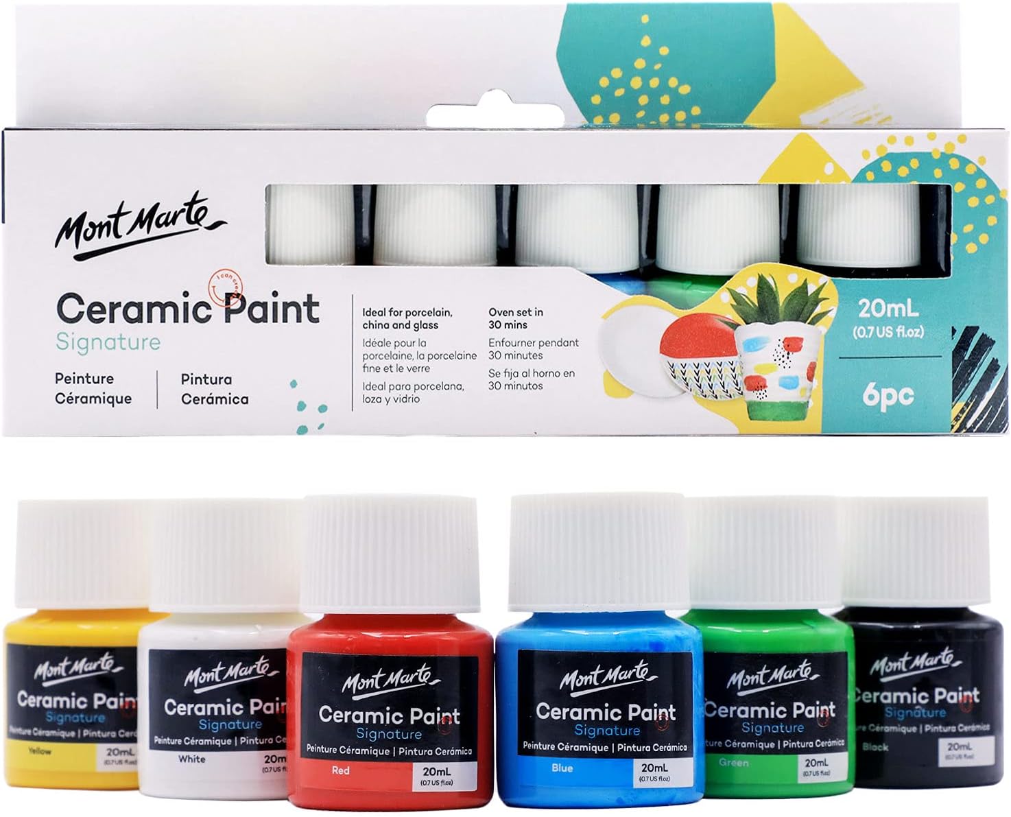 CERAMIC & PORCELAIN PAINT SET ( BRAND MONT MARTE ) 6PCS 20ML