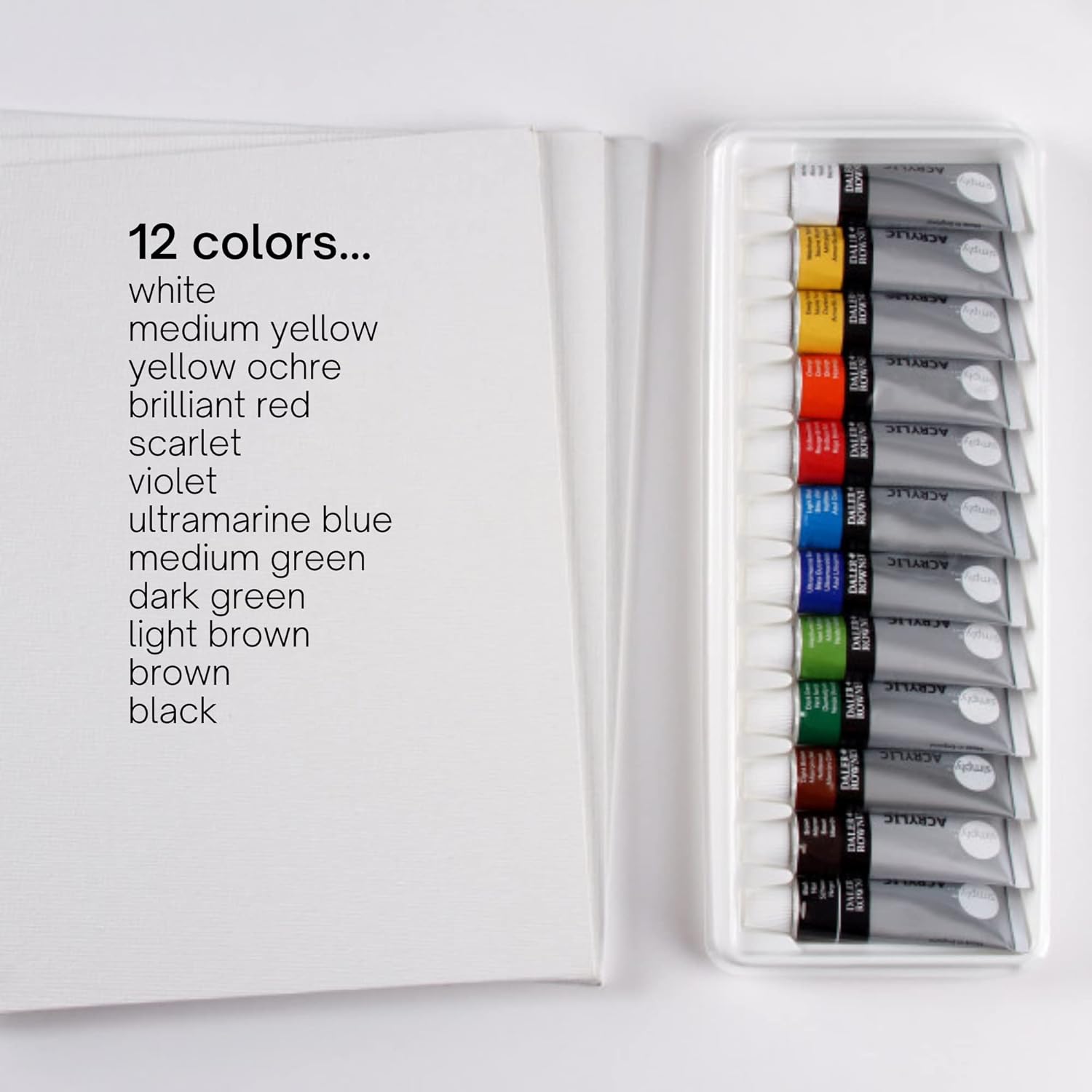 SIMPLY ACRYLIC COLOR ( BRAND DALER ROWNEY ) 12 TUBE SET