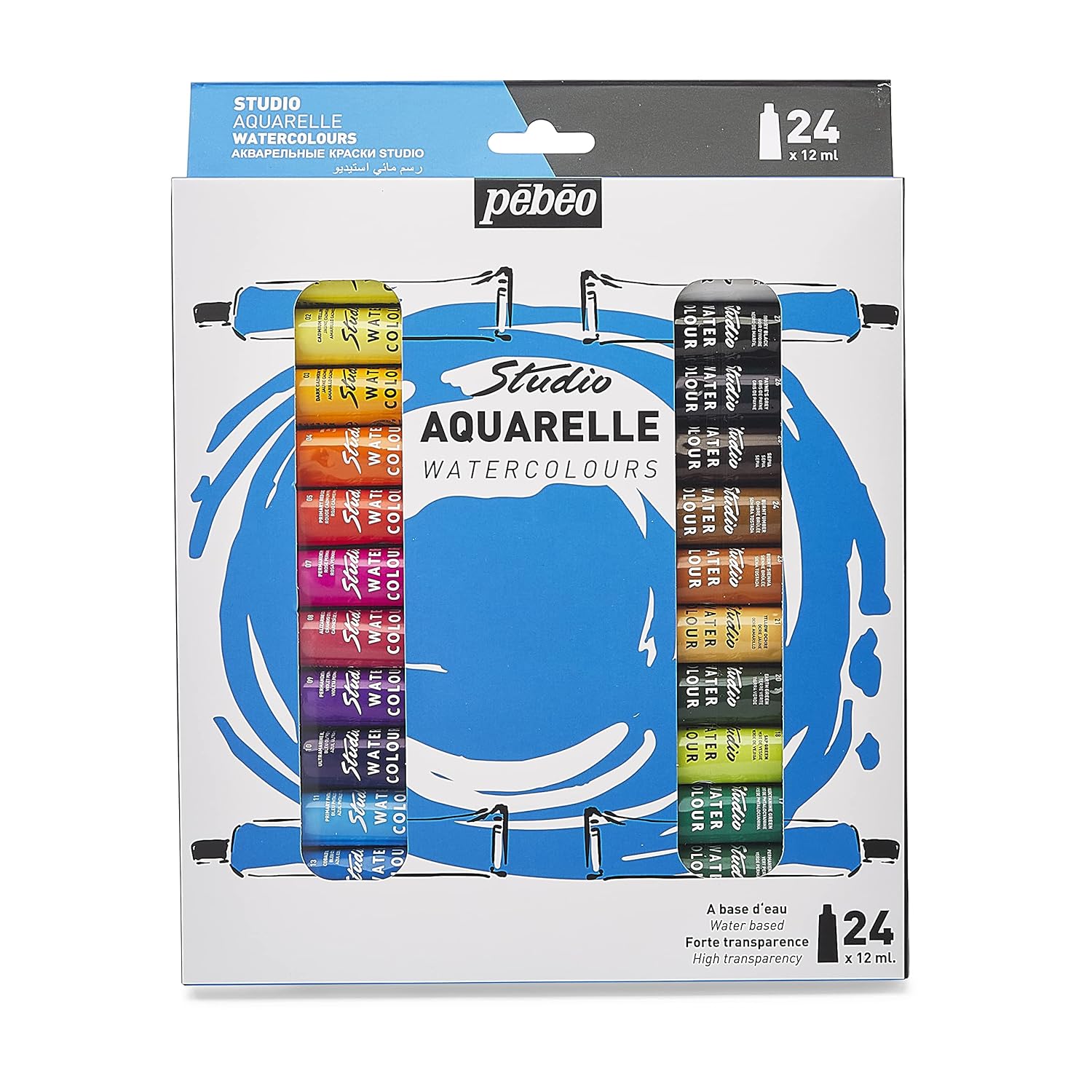 WATERCOLOR ( BRAND PEBEO ) AQUARELLE FINE SET OF 24 COLORS 12ML