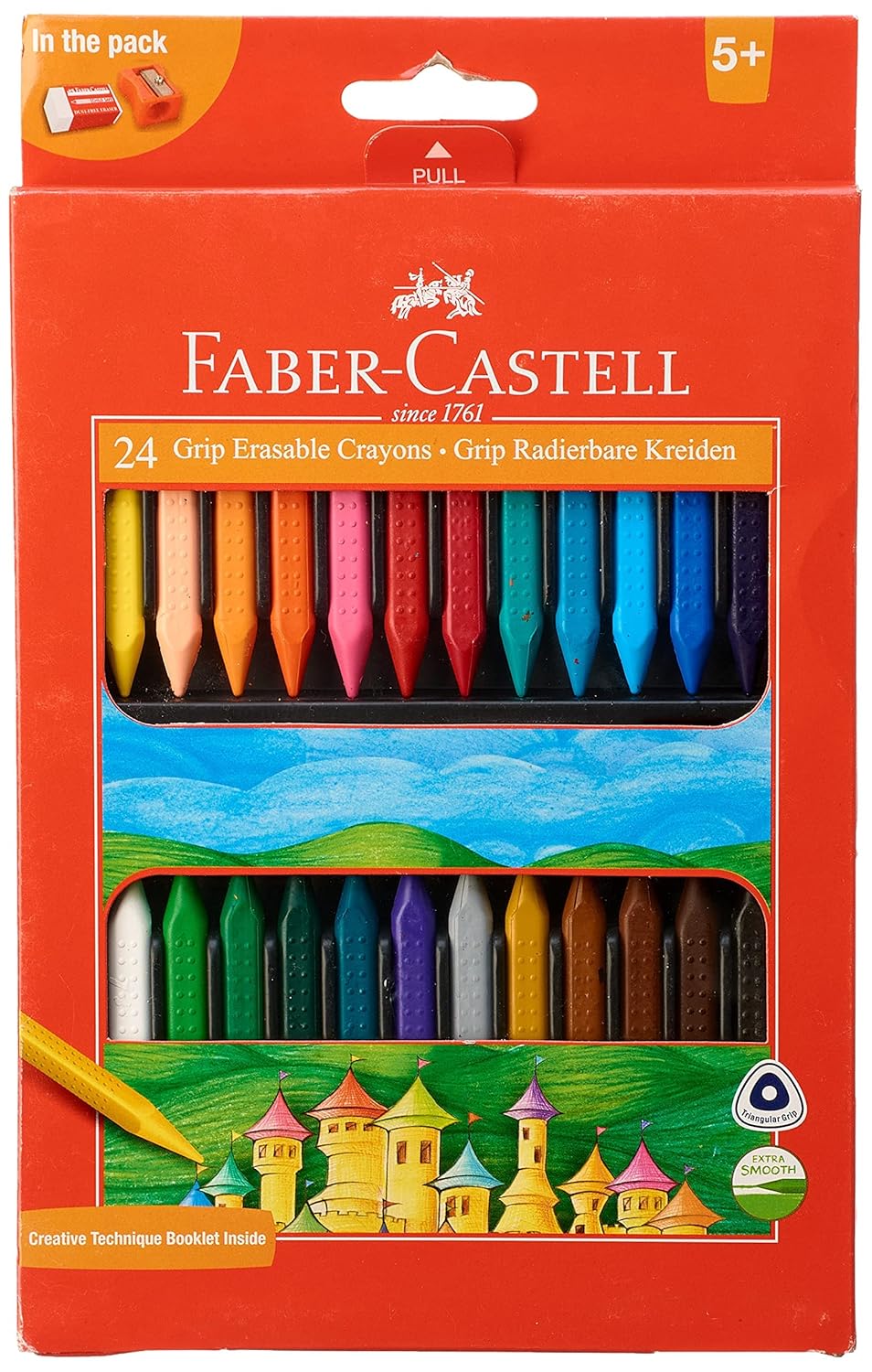 GRIP ERASABLE CRAYONS 24 COLORS ( BRAND FABER CASTELL )