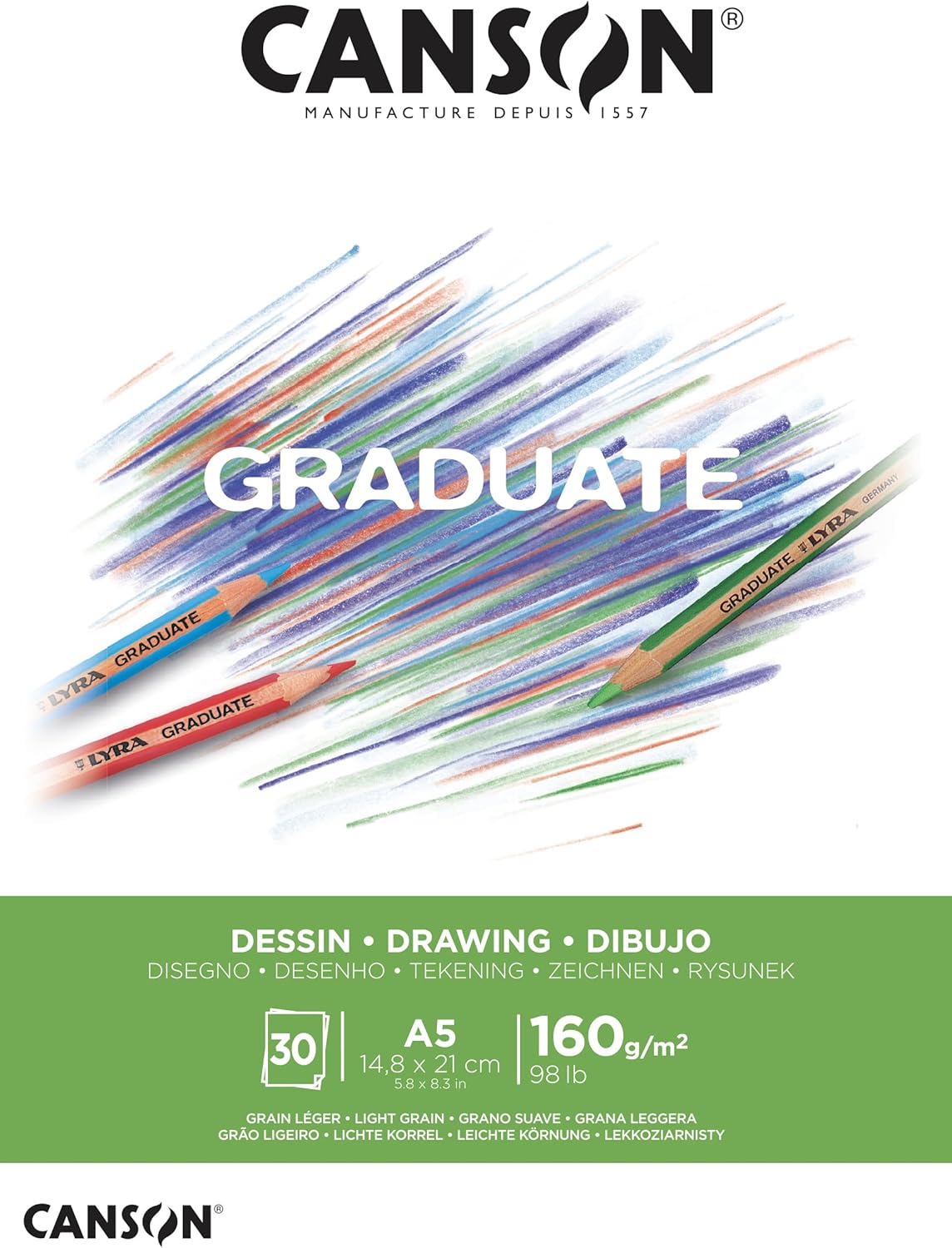 SKETCHBOOK ( BRAND CANSON ) GRADUATE DRAWING A5 SIZE 30 SHEETS 160GSM