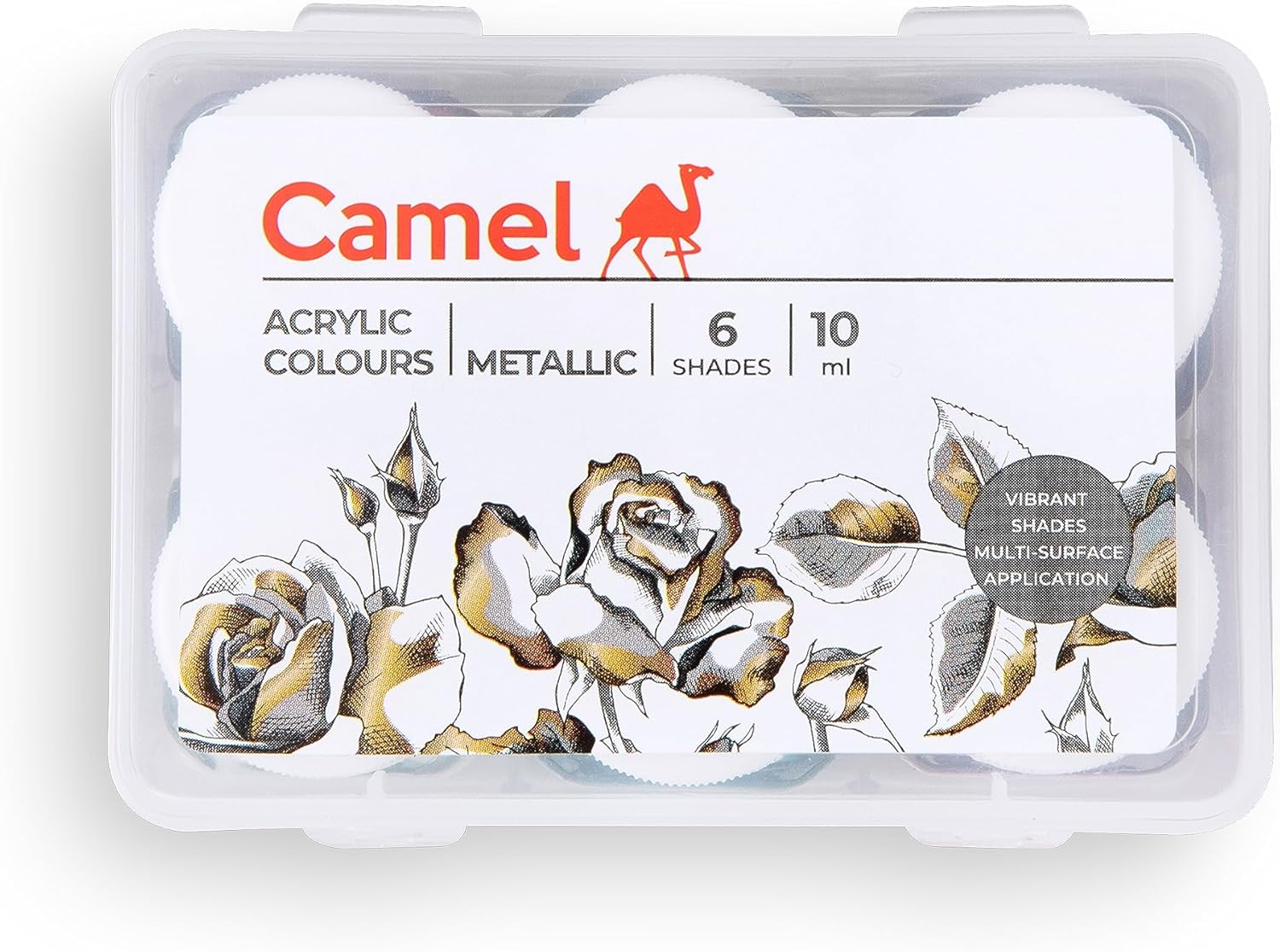 FABRIC PAINT 6 METALLIC COLORS ( BRAND CAMEL )
