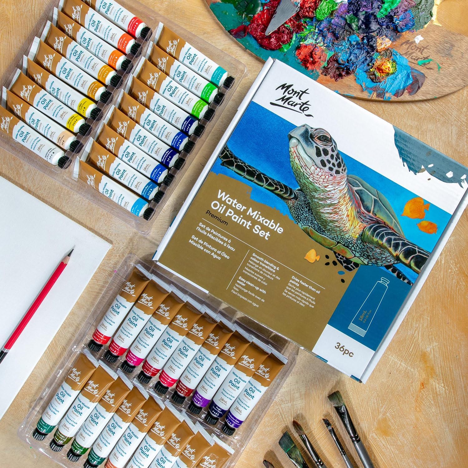 OIL PAINT WATER MIXABLE ( BRAND MONT MARTE ) SET OF 36