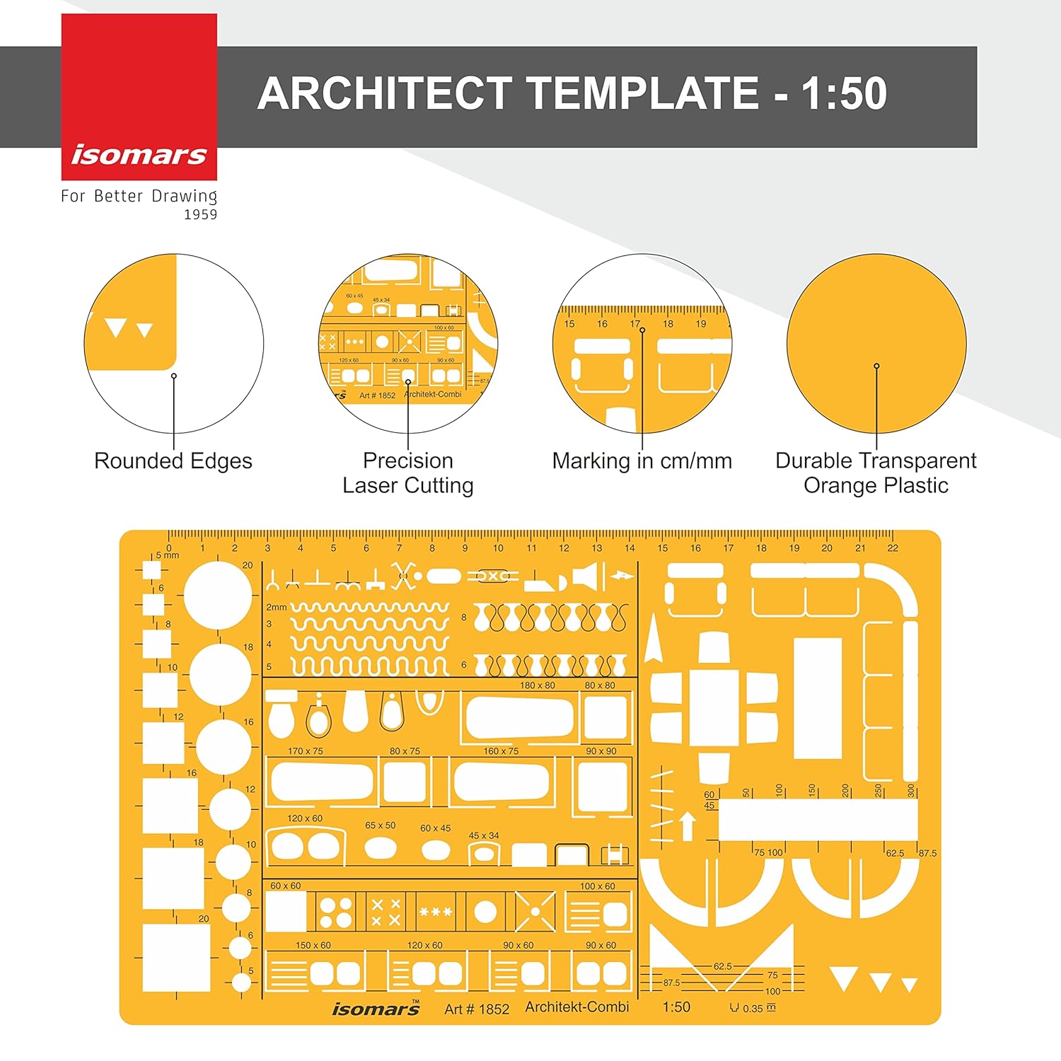 ARCHITECTURAL TEMPLATE SCALE 1:50 ( BRAND ISOMARS ) ART NO.1852