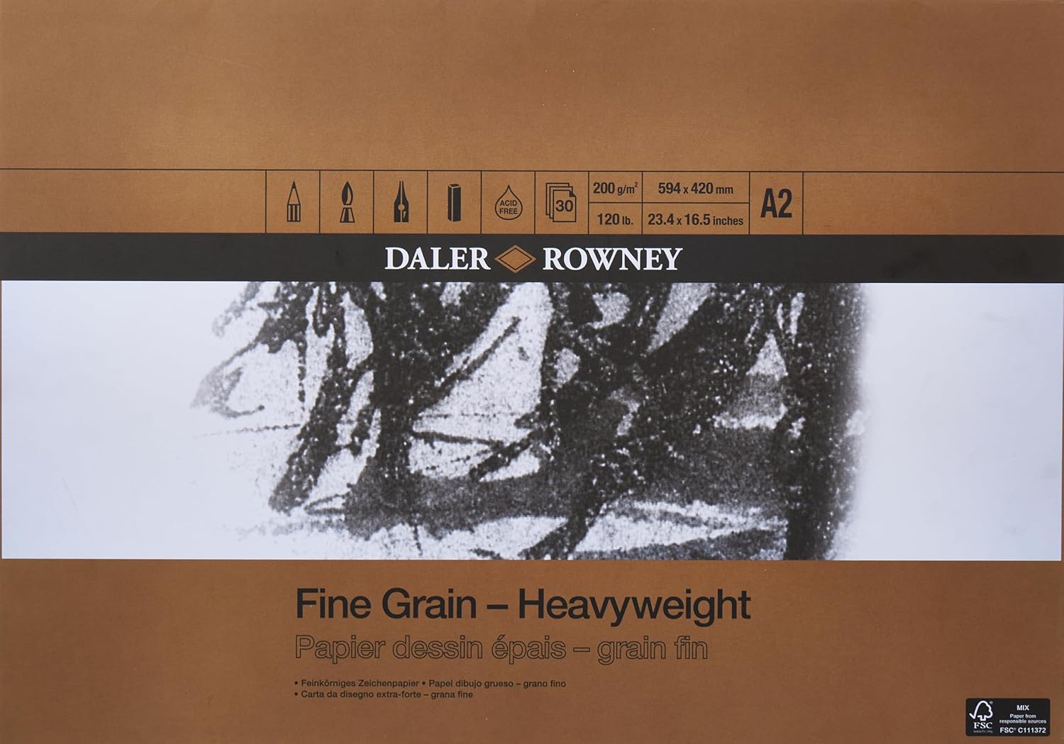 SKETCHBOOK ( DALER ROWNEY ) FINE GRAIN -HEAVYWEIGHT A2 SIZE 30SHEETS 200GSM